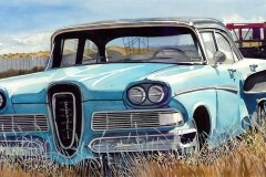 "End of the Road," 26.75"x13.75" Gouache.