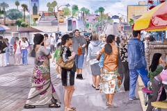 "The Pier, Santa Monica" 21.25" x 13.825", gouache.