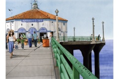 SOLD! \"Saturday at the Pier.\" Gouache. Collection of Edward Sheehy, Delray Beach, FL.