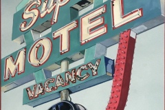 SOLD! \"Supai Motel, Rte 66, Seligman, AZ.\" Gouache.