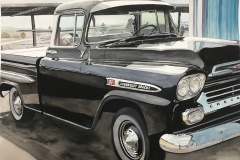 SOLD! \"Chevy Apache.\" 18.5x26\". Gouache. Collection of Janine and Keith LaValley, Pocomoke City, MD.
