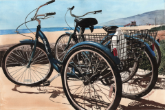 SOLD! "Zuma Bikes," 15.5 x 23.125", gouache. Collection of Dana Rashti, Boston, MA.